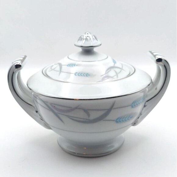 Valmont China Royal Wheat Porcelain Sugar Bowl W/ Lid & Creamer Set Japan 1950s - Picture 2 of 15